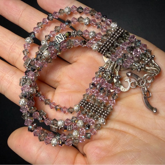 Vintage SJC (Sundancer) "Saki" Sterling Silver & Glass Beaded Toggle Bracelet - Picture 3 of 15